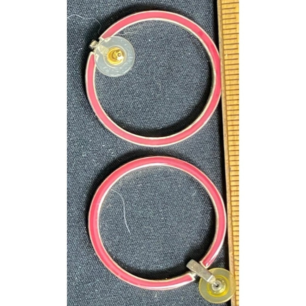 Chic Hoop Earrings Pink Enamel Gold Tone Lightweight Everyday Accent‎ Jewelry
